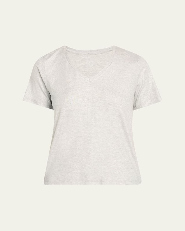 Soft Touch V-Neck Shimmer Jersey T-Shirt